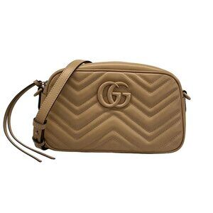 GUCCI GG Marmont 447632 Beige Leather - Shoulder Bag